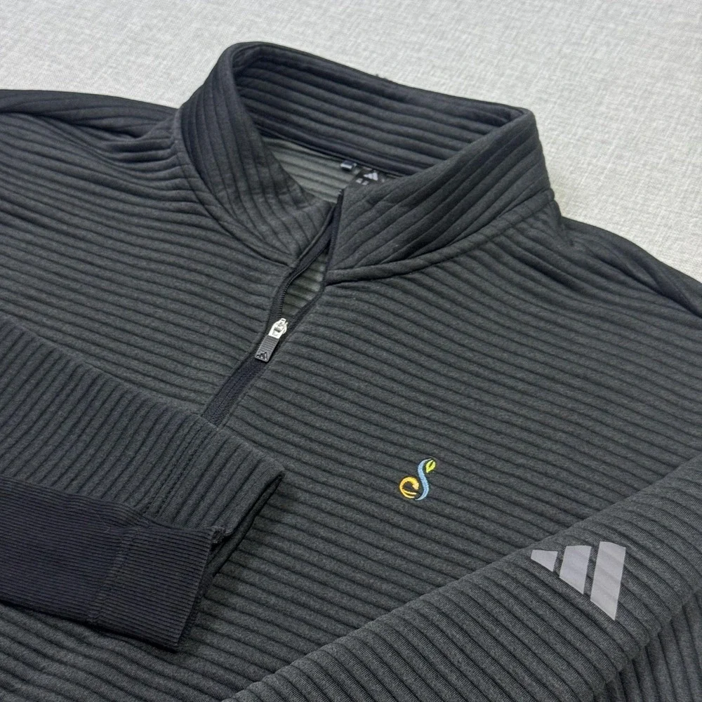 Adidas Streamsong Golf Ribbed Sweatshirt Pullover Men 2XL Gray 1/2 Zip Mock Neck